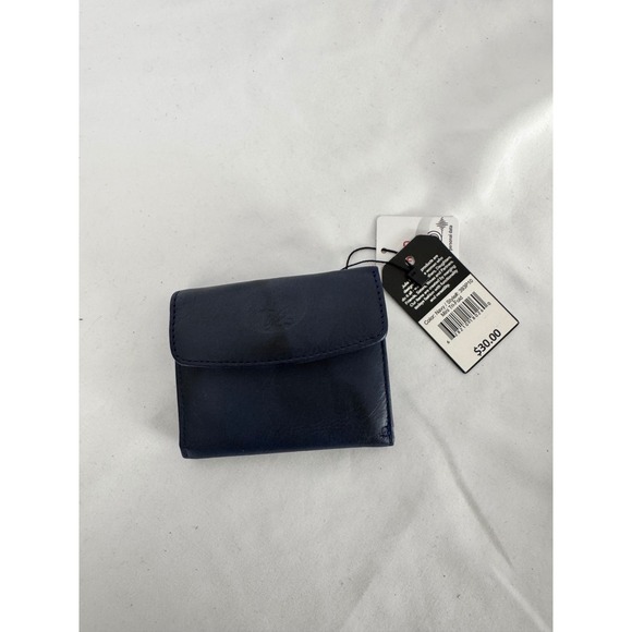 Julia Buxton RFID Wallet‎ Genuine Leather Small Trifold NavyREVIEW PHOTOS - Picture 1 of 6